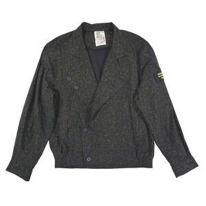 Touch Mens Vintage Green Gold Speckled Blazer Jacket Custom Barcelona Patch Med